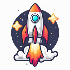 Space rocket icon. Vector illustration in cartoon style on a white background.