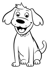 Fototapeta premium PNG Happy dog sketch cartoon drawing.