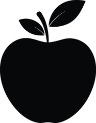 An apple with a leaf on it is drawn on a white background