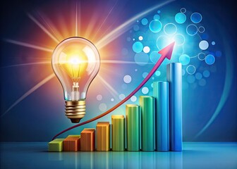 Creative Success Illustration Featuring Growth Chart, Light Bulb, and Inspirational Elements in Design