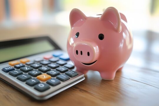 Piggybank And Calculator, Generative AI