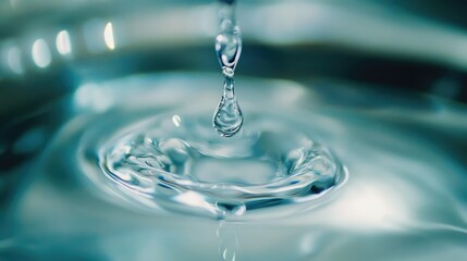 Close-Up of a Water Drop Leaking from a Faucet. AI generated illustration