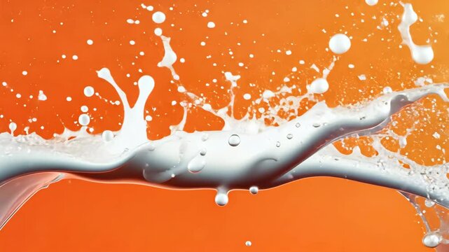 A splash of milk is shown in a splash of orange