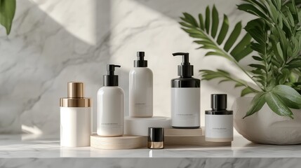 Collection of 3D Mockups for Luxury Cosmetic Packaging. AI generated illustration