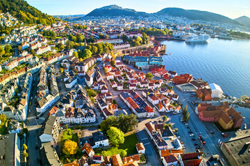 Bergen and Sandviken district, aerial view, Norway