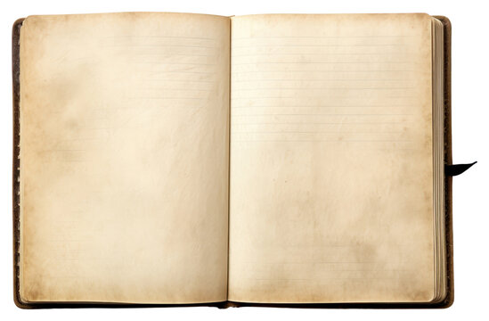 PNG Vintage blank open notebook publication diary page.