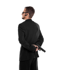 Obraz premium Bodyguard in suit with gun isolated on white