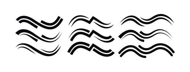 Set of Wavy Lines for Design Elements and Decorative Graphics. Wavy Lines brushes stroke. vector design