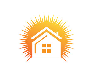 Sun House Logo: Ideal for Real Estate, Solar Energy Solutions, and Home Construction Services, Representing Eco-Friendly Living, Sustainable Homes, and Renewable Energy for Modern Residential Projects