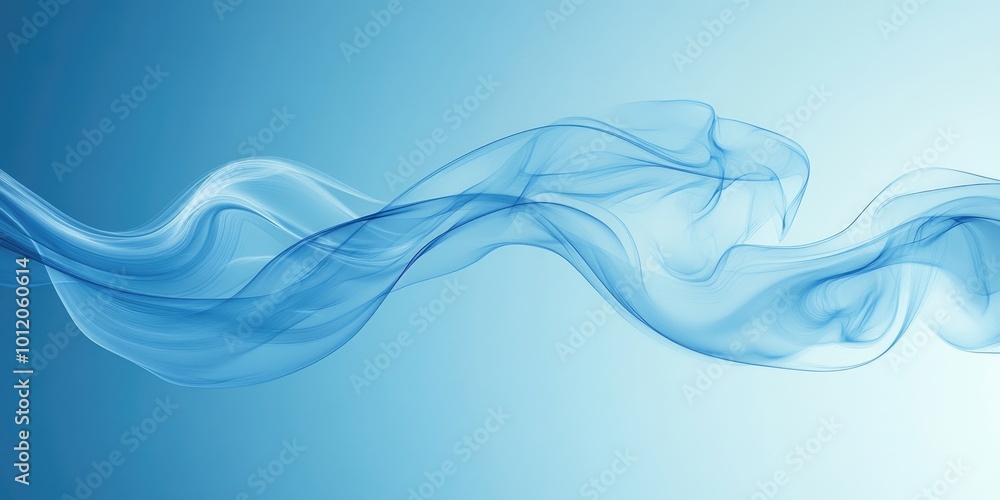 Poster ethereal blue waves. abstract design with smooth curves and soft flow