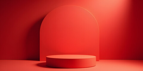 Fototapeta premium Red podium with a gentle holiday atmosphere_00001_