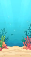 Naklejka premium Coral Reef Habitat with Damaged Marine Life
