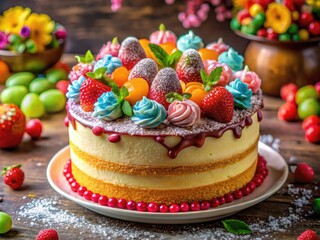 Deliciously Decorated Cake with Sweet Sugar Toppings Perfect for Celebrations and Special Occasions