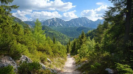Naklejka premium Alps forest hike from Vrsic to Slemenova.