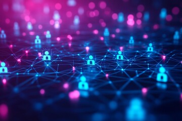 Blue and purple social network interface, Generative AI