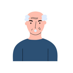 Obraz premium Portrait of an angry old man. Aged man with gray hair with negative emotions on his face. Vector illustration.
