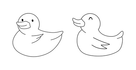 Bath ducks in doodle style. Vector illustration.
