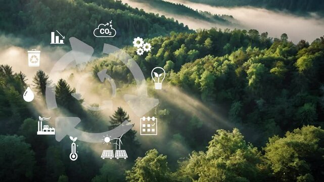 Circular economy concept. The concept of eternity, endless and unlimited, circular economy for future growth of business and environment sustainable on nature background.Renewable energy concept