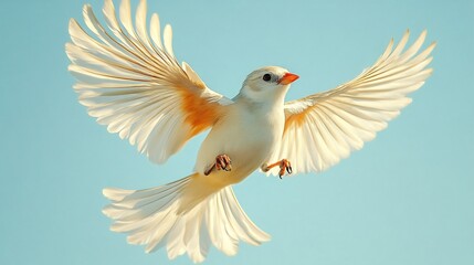 Fototapeta premium Bird flying in a clear blue sky wings fully spread