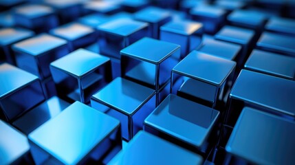 Obraz premium Sleek Cube Formation. Cutting-Edge Blue Tech Design for Corporate Branding