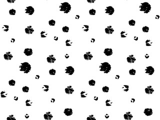Crayon dots seamless pattern. Abstract chalk geometric minimalism pattern. Vector seamless black and white circle background. Irregular shapes. Modern trendy stylish dot texture, print