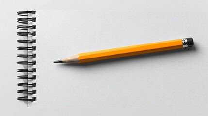 Blank notebook page with a pencil resting on top