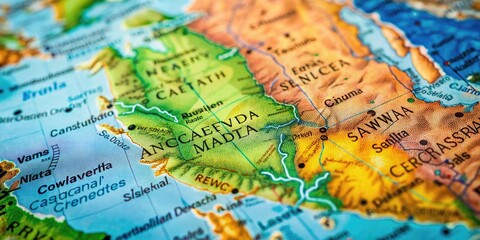 Naklejka premium Detailed Canada Map Highlighting the Province of Saskatchewan with Geographical Features and Borders