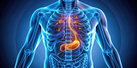 Detailed Close-Up of Healthy Human Pancreas Anatomy for Medical and Educational Use in Science