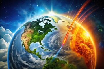 Fototapeta premium Detailed Diagram Illustrating the Greenhouse Effect and Its Impact on Earth's Climate System