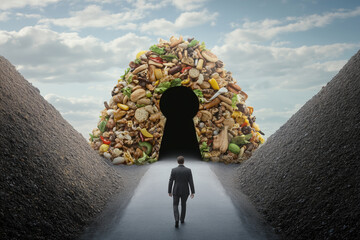 A journey through a keyhole of health with diverse foods as the gateway to effective dieting solutions for weight management