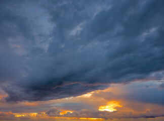 Sunset cloudy sky background overlay. Ideal for sky replacement