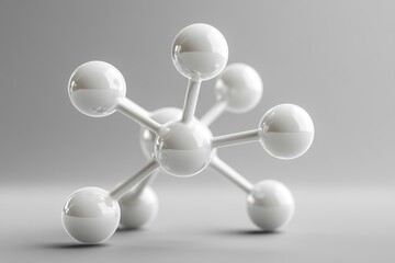Gray white molecule model over grey, Generative AI