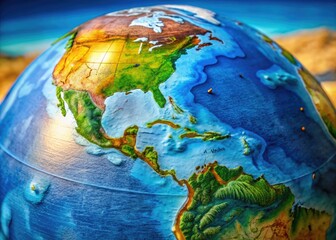 Fototapeta premium Detailed Globe Showing the Pacific Ocean with Vibrant Colors and Accurate Geographical Features