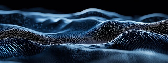 Naklejka premium Horizontal abstract futuristic technology abstract lines on black, dark blue background. Futuristic technology. Network, energy, internet, speed. Psychedelic blue lights. Fluorescent colors
