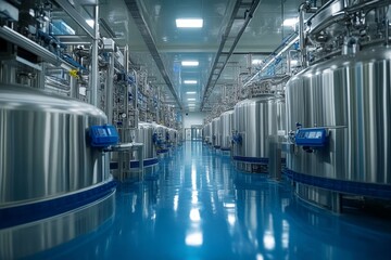 Fototapeta premium Pharmaceutical Industry Manufacturing Factory. Medical Engineer, Generative AI