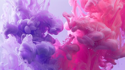 Fototapeta premium Vivid Watercolor Symphony Mesmerizing Pink and Purple Ink Swirls in Exquisite Detail