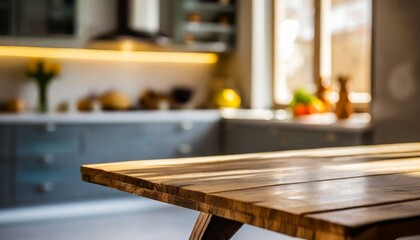 mesa de madeira na cozinha