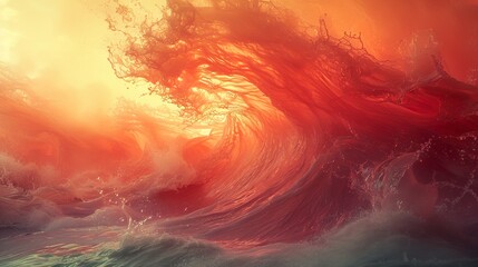 Dramatic Sunset Wave - Ocean Photography