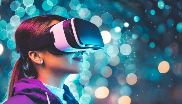 mo&ccedil;a jovem moderna usando &oacute;culos de realidade virtual