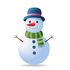 A cute snowman isolated on a white background. Christmas design concept.