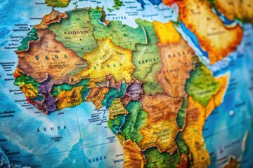 Fototapeta premium Detailed Map of Africa and Europe Showing Geographical Features and Political Boundaries for Reference
