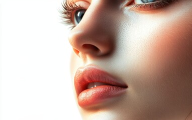 Beautiful face stock photo on white background 