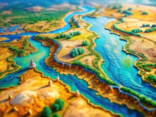 Fototapeta premium Detailed Map of Ancient Mesopotamia Featuring Major Rivers, Cities, and Geographic Landmarks