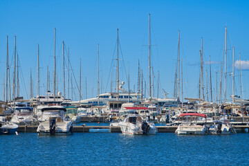 Fototapeta premium Yachts in the port of the city of Bar, Montenegro
