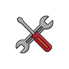 mechanic tools icon. screwdriver and wrench icon. vector illustration template