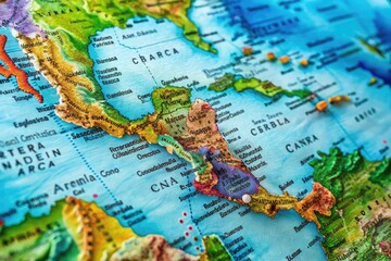 Detailed Map of Central America Highlighting Countries, Capitals, and Geographical Features