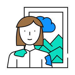 artist woman job line icon vector. artist woman job sign. isolated symbol illustration