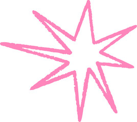 Star shape. Abstract hand drawn crayon irregular element. Cartoon outline burst. Paper cut spiky geometric figure.