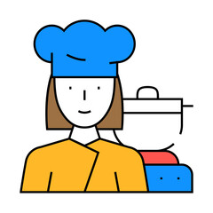 cook woman job line icon vector. cook woman job sign. isolated symbol illustration