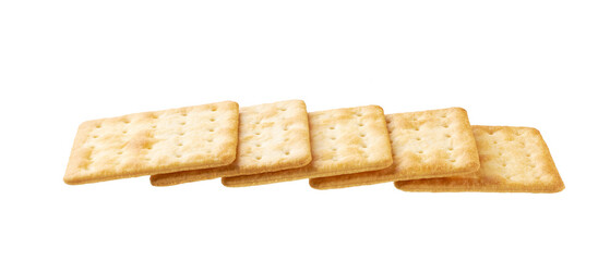 Water crackers isolated. Square water crackers isolated on white background.